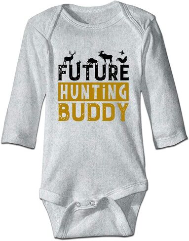 DOQOSESHY Little Hunter Future Hunting Buddy Infant Girl Boy Bodysuit 0-24M Baby Rompers, 3 Months, Long Sleeve-white in Kuwait