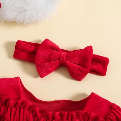 FYBITBO طفلة عيد الميلاد الزي الوليد عيد الميلاد رومبير فستان أحمر مخملي رومبير طفل سانتا الزي الخريف الشتاء الملابس in Kuwait