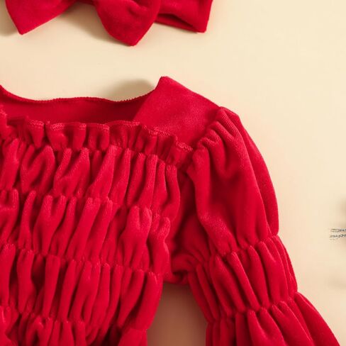 FYBITBO طفلة عيد الميلاد الزي الوليد عيد الميلاد رومبير فستان أحمر مخملي رومبير طفل سانتا الزي الخريف الشتاء الملابس in Kuwait