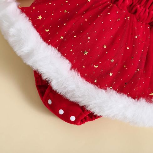 FYBITBO Baby Girl Christmas Outfit Newborn Christmas Romper Dress Red Velvet Romper Baby Santa Outfit Fall Winter Clothes in Saudi Arabia