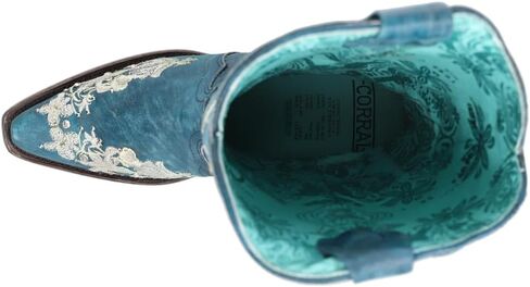 أحذية كورال نسائية باللون الأزرق الداكن مرصعة بالزهور والتطريز والكريستال أحذية غربية in Kuwait