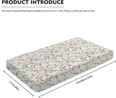 Baby Crib Fitted Sheet for Boys Girls Retro Butterflies Floral Leaves Soft Breathable Neutral Crib Sheet 52''x28'' Fitted Sheet for Cribs and Toddler Beds, Flower, 4266641 in Saudi Arabia