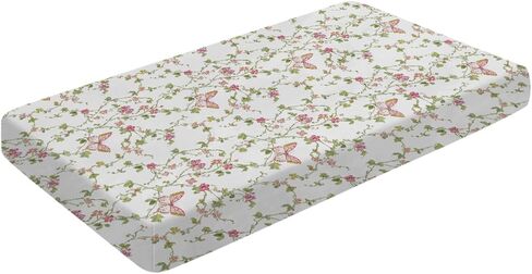 Baby Crib Fitted Sheet for Boys Girls Retro Butterflies Floral Leaves Soft Breathable Neutral Crib Sheet 52''x28'' Fitted Sheet for Cribs and Toddler Beds, Flower, 4266641 in Saudi Arabia