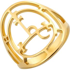 EUEAVAN Sigil of Lilith Ring for Women Men Demon Lilith Goddess Statement Ring Lucifer's Sign Pagan Witchcraft Mythology jewelry Lilith Gift