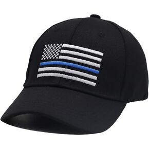MANMESH HATT Embroidered USA American Flag Hat, Thin Blue Line Washed Cotton Adjustable Baseball Cap