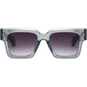 BRMHDY Retro Square Sunglasses for Men Women Vintage Thick Frame Rectangle Shades Trendy Black Sunnies