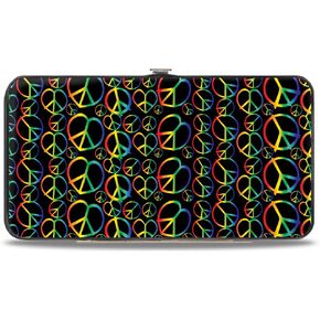 Buckle-Down womens Buckle-down Hinge - Peace Heart Black/Rainbow Ombre Wallet, Multicolor, 7 x 4 US