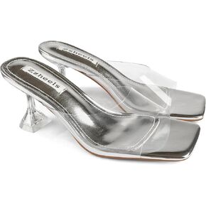 صنادل Zzheels بكعب شفاف 2.76 سم للنساء بمقدمة مربعة للاستخدام اليومي in Kuwait