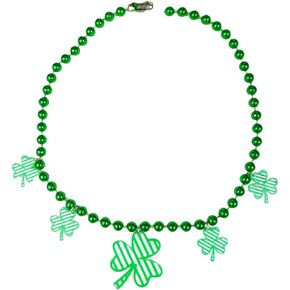 Pingyongchang St. Patrick's Day Green Clover Acrylic Beads Nekacle Cute Handmade Lucky Irish Shamrock Beaded Pendant Necklace for Women Girl Holiday Party Costume Jewelry Gift