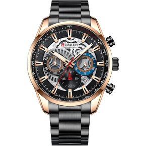FANMIS Mens Luxury Watches Business Chronograph Dress Waterproof Stainless Steel Analog Quartz Wrist Watch