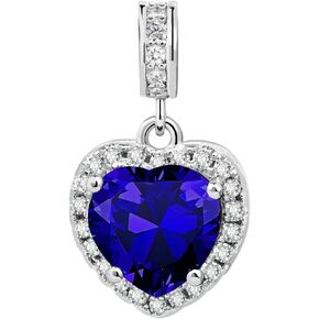 KunBead Dangle January-December Birthstone Love Heart Birthday Charms Compatible with Pandora Charm Bracelet Necklace