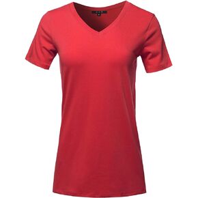 Women's Basic Solid Premium Cotton Short Sleeve V-Neck T Shirt Tee Tops