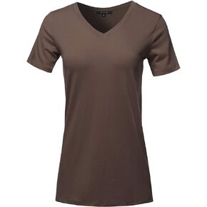 Women's Basic Solid Premium Cotton Short Sleeve V-Neck T Shirt Tee Tops