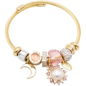 MUCCY Pieces of Style Pink Zircon Moon and Sun Charm Bracelet