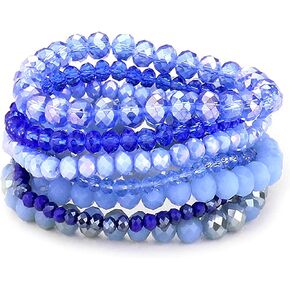 Bohemian 9 Strands Crystal Beaded Multi-Layer Stacking Elastic Bracelets - Versatile Stretch Strand Statement Bracelet