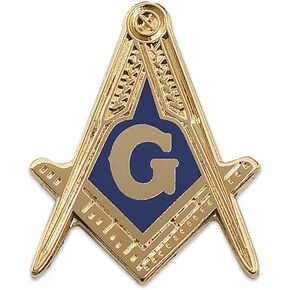 Square & Compass Masonic Lapel Pin - [Gold & Blue][1'' Tall]