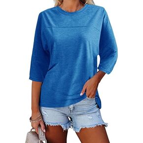 JAWINT Women's 3/4 Sleeve T-Shirts Fall Cute Dressy Casual Crewneck Loose Fit Tunic Tops