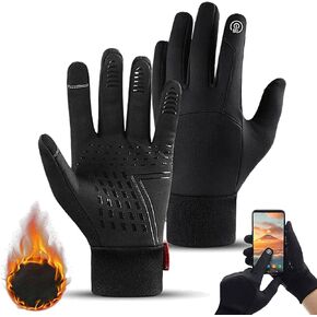 Cold-Weather Soccer Gloves, Winter Sports Thermal Gloves for Running, Skiing, and Biking - Black Mittens for Men and Women with Windproof Touchscreen for Cycling Activities