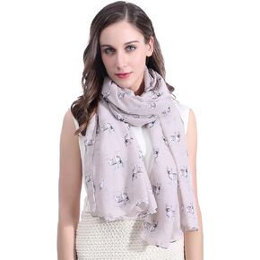 Lina & Lily French Bulldog Dog Print Women's Scarf Shawl Wrap Lightweight