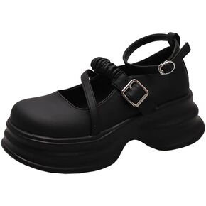 ShinefromCloud Mary Janes for Women Platform Mary Janes Chunky Heel Ankle Strap Work Shoes Uniform Dress Shoes
