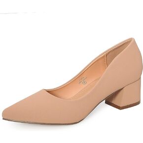 Lovmark Women's Low Block Heels Dressy Closed Toe Dress Pumps Shoes