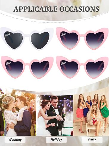 Dunzy 16 Pairs Bachelorette Heart Shaped Sunglasses Bridal Party Sunglasses Bride Accessories Women's Sunglasses in Saudi Arabia