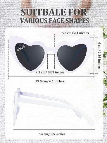 Dunzy 16 Pairs Bachelorette Heart Shaped Sunglasses Bridal Party Sunglasses Bride Accessories Women's Sunglasses in Saudi Arabia
