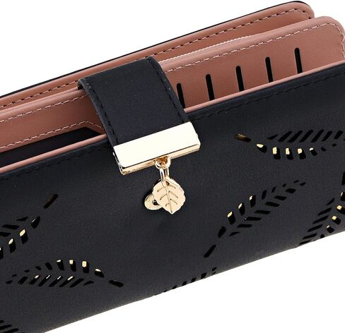 محفظة حريمي من Creative-Idea من الجلد مزدوج الطي بنمط أوراق مجوفة من الجلد in Kuwait