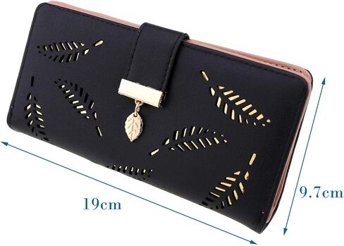 محفظة حريمي من Creative-Idea من الجلد مزدوج الطي بنمط أوراق مجوفة من الجلد in Kuwait