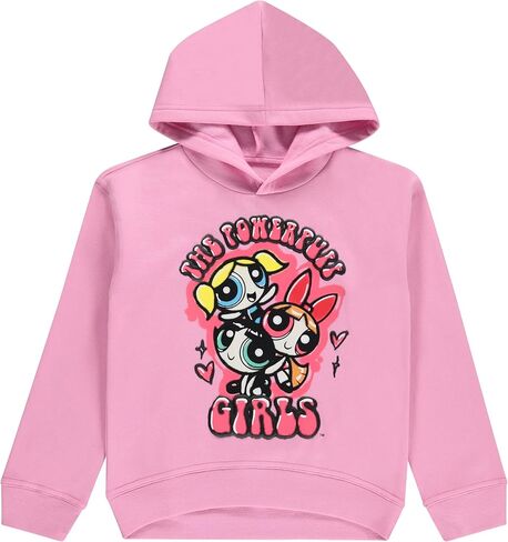 مجموعة ملابس POWERPUFF GIRLS بلوفر بغطاء للرأس وسراويل رياضية - مقاسات الفتيات الصغيرات والكبيرات 4-16 in Kuwait