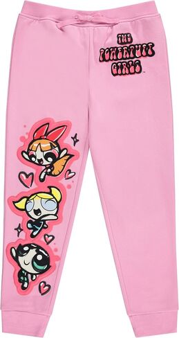 مجموعة ملابس POWERPUFF GIRLS بلوفر بغطاء للرأس وسراويل رياضية - مقاسات الفتيات الصغيرات والكبيرات 4-16 in Kuwait