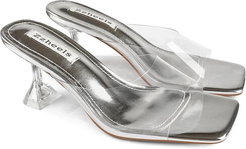 صنادل Zzheels بكعب شفاف 2.76 سم للنساء بمقدمة مربعة للاستخدام اليومي in Kuwait