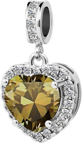 KunBead Dangle January-December Birthstone Love Heart Birthday Charms Compatible with Pandora Charm Bracelet Necklace in Saudi Arabia
