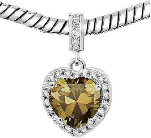 KunBead Dangle January-December Birthstone Love Heart Birthday Charms Compatible with Pandora Charm Bracelet Necklace in Saudi Arabia