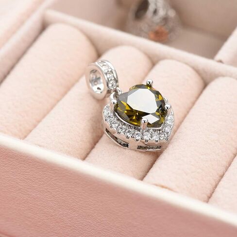 KunBead Dangle January-December Birthstone Love Heart Birthday Charms Compatible with Pandora Charm Bracelet Necklace in Saudi Arabia