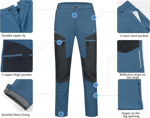 Little Donkey Andy Men's Fleece lined Hiking Ski Snow Pants, Winter Windproof Softshell Pants, Warm and Water Repellent in Saudi Arabia
