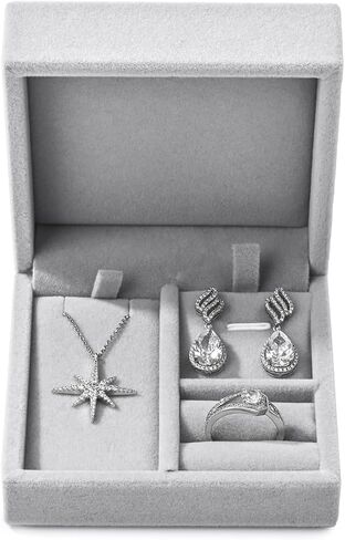 Small Jewelry Set Gift Box Velvet Jewelry Box for Ring Earrings Necklace(Grey) in Saudi Arabia