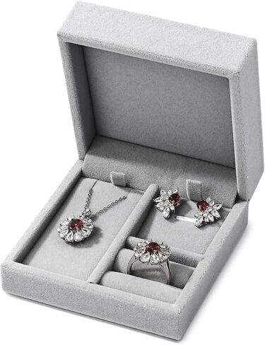 Small Jewelry Set Gift Box Velvet Jewelry Box for Ring Earrings Necklace(Grey) in Saudi Arabia