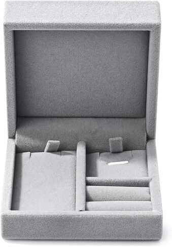 Small Jewelry Set Gift Box Velvet Jewelry Box for Ring Earrings Necklace(Grey) in Saudi Arabia