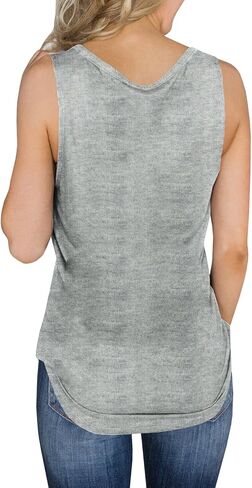 قمصان بدون أكمام للسيدات من Dellytop برقبة على شكل حرف V بدون أكمام قمصان Henley بأزرار لأعلى وتيشيرت طويل مضلع in Saudi Arabia