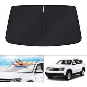 KUST Windshield Sun Shade for Volkswagen Atlas Accessories 2018-2024 VW Atlas Cross Sport Sunshade Foldable Sun Visor Protector Blocks UV Rays Keep Your Car Cooler