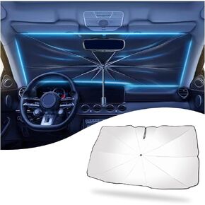 Car Windshield Sun Shade Umbrella-Bent Umbrella Stand,Foldable and Storable with Opening Design Car Sun Shade Windshield,Block UV Rays and Keep The Interior of The Car Cool (Upgrade Bend)