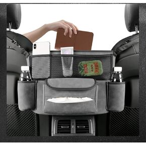 JEYODA Car Handbag Holder Between Seats Suede Large Capacity Car Purse Holder Automotive Consoles & Organizers for Document Phone Storage Car Organizer(1925-style 2 black)