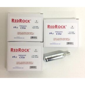15 Pack of 16 Gram Threaded CO2 Cartridges for All CO2 Bicycle Tire Inflators with Threaded Connection Quick Air Refill for Bike Tire Repairs - Cartridge for CO2 Pump, Road or MTB Bicycles