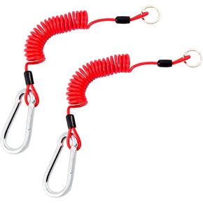 2 Pcs 6 Ft Breakaway Trailer Cable Heavy Duty Steel Wire Extend to 6ft Safety Rope Trailer Brake Cable RV Spring Towing Coiled Wire Safety Cables Strap for RV Trailer Emergency