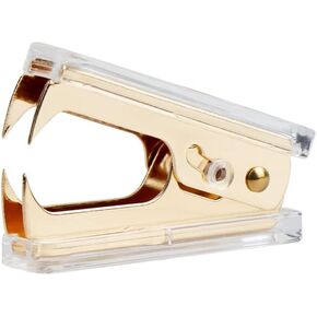 Gold Staple Remover Cute Clear Staples Remover Acrylic Body Steel Jaws Staple Puller Removal Tool for Dress Up Home Office School Desk Accessories Gift (Gold)