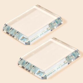 Seajan 2 Pcs Glass Paperweight Office Clear Glass Tiles Paperweight Decorative Block for Home Decor Crafts Projects Ornaments Book Daily Office Gifts(Square)