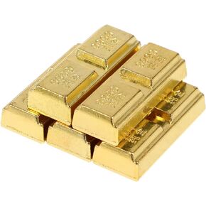 NUOBESTY 5pcs Fake Gold Bar Realistic Replica Gold Brick Bullion Movie Prop Feng Shui Wealth Ornament Alloy Metal Paperweight Novelty Gift Joke