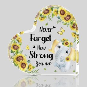 Kathfly Inspirational Gifts for Women Acrylic Heart Keepsake Inspirational Cheer up Gift for Girlfriend Wife Girls Daughter on Christmas Birthday (Elephant)