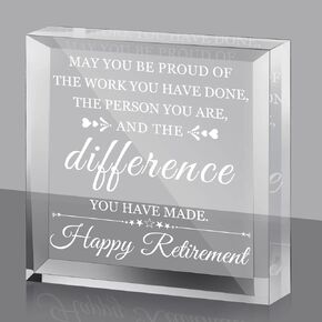 Happy Retirement Gifts for Men Women May You Be Proud of The Work Have Done Keepsake and Paperweight Retirement Plaque Inspirational Gifts for Retired Teacher Police Firefighter (Simple Style)
